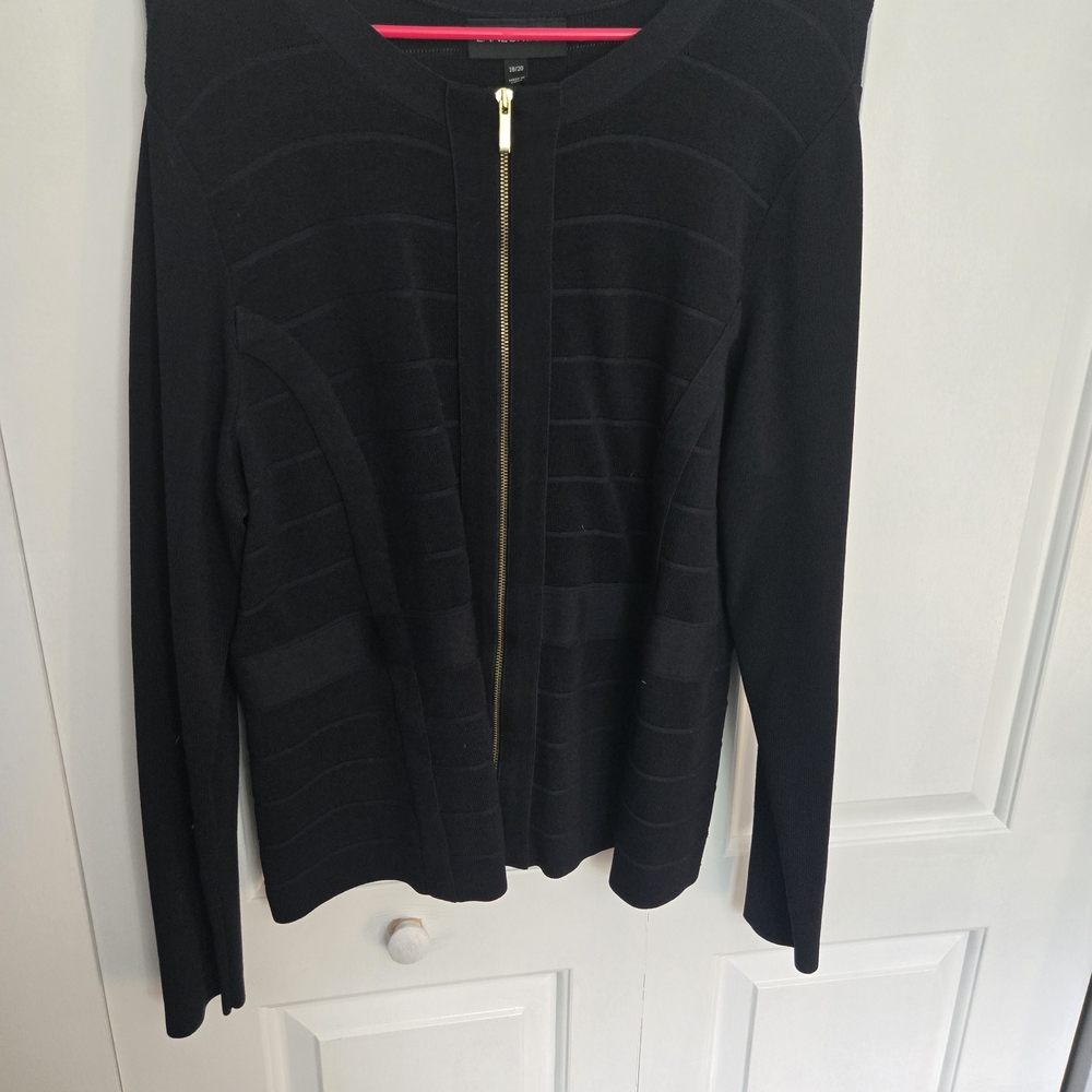 Lane Bryant Black Cardigan with Gold Zipper
